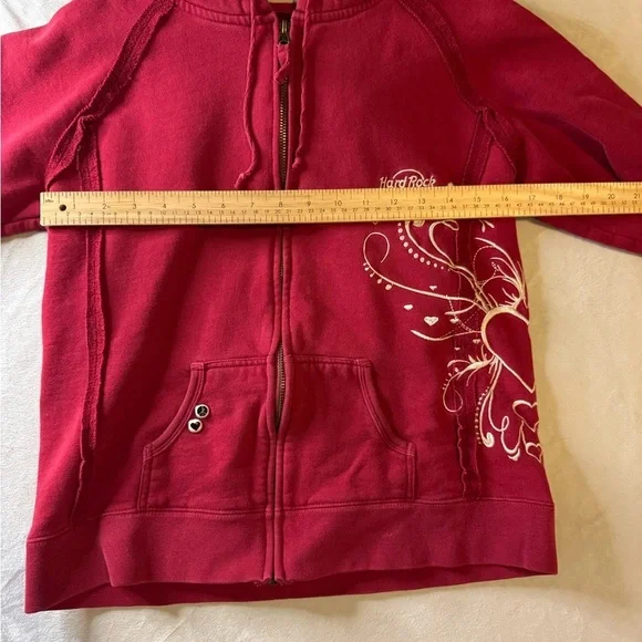 Hard Rock Cafe Vibrant Red Zip-Up Hoodie - Picture 3 of 6